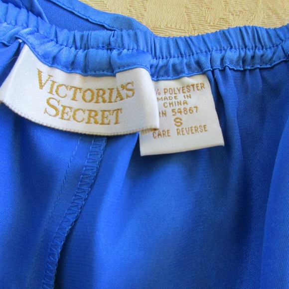 Vintage Royal Blue Victoria Secret 2 pc Baby Doll Nightie Lingerie - Picture 4 of 8
